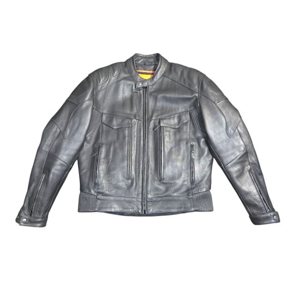 Vtg Milwaukee Leather Jacket Mens XL Black Motorcycle Biker Liner Full Zip Heavy - Picture 1 of 16
